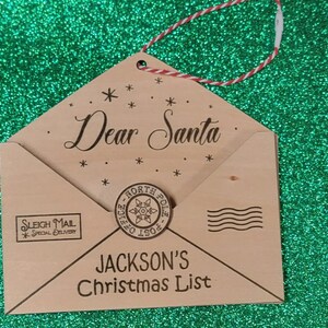 Adorno personalizado Carta de Papá Noel adorno navideño de madera para niños Lista de Papá Noel Lista de Navidad primera Navidad 2024