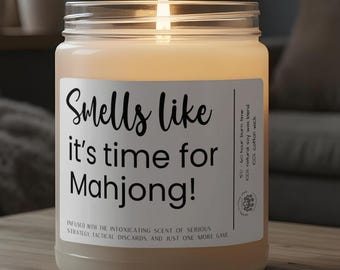 Mahjong Scented Candle, Time For Mahjong 9oz Soy Candle, Mahjong Player Prize Hostess Gift