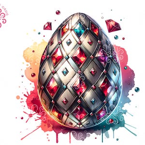 Osterei Sublimation PNG, Granat modernes Aquarell Edelstein Design, perfekt zum Basteln, Kartenherstellung, Print on Demand POD, Home Decor