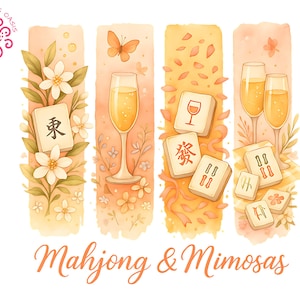 Mahjong in formato PNG a sublimazione, Mahjong e Mimosa Clipart, Brunch Mahjong Arte digitale, Mahjong Lover PNG, File di disegno fai da te per la sublimazione di Mimosa SVG
