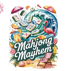 Mahjong Sublimation PNG, Mahjong Mayhem Digital Art, Summer Mahjong Clipart, Tropical Mahjong PNG, DIY Sublimation File, Mahjong Game Design