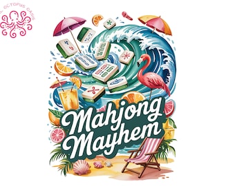Mahjong Sublimation PNG, Mahjong Mayhem Digital Art, Summer Mahjong Clipart, Tropical Mahjong PNG, DIY Sublimation File, Mahjong Game Design