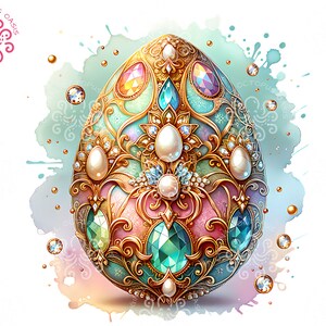 Ovo de Páscoa sublimação PNG, design de pedra preciosa filigrana de ouro pérola diamante, perfeito para artesanato, criação de cartões, impressão sob demanda POD, decoração de casa