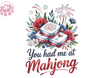 Patriotisk Mahjong PNG, 4 juli sublimeringsdesign (digital nedladdning)