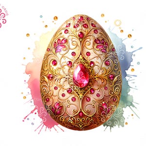 Ovo de Páscoa sublimação PNG, design de pedra preciosa aquarela rubi, perfeito para artesanato, criação de cartões, POD de impressão sob demanda, decoração de casa