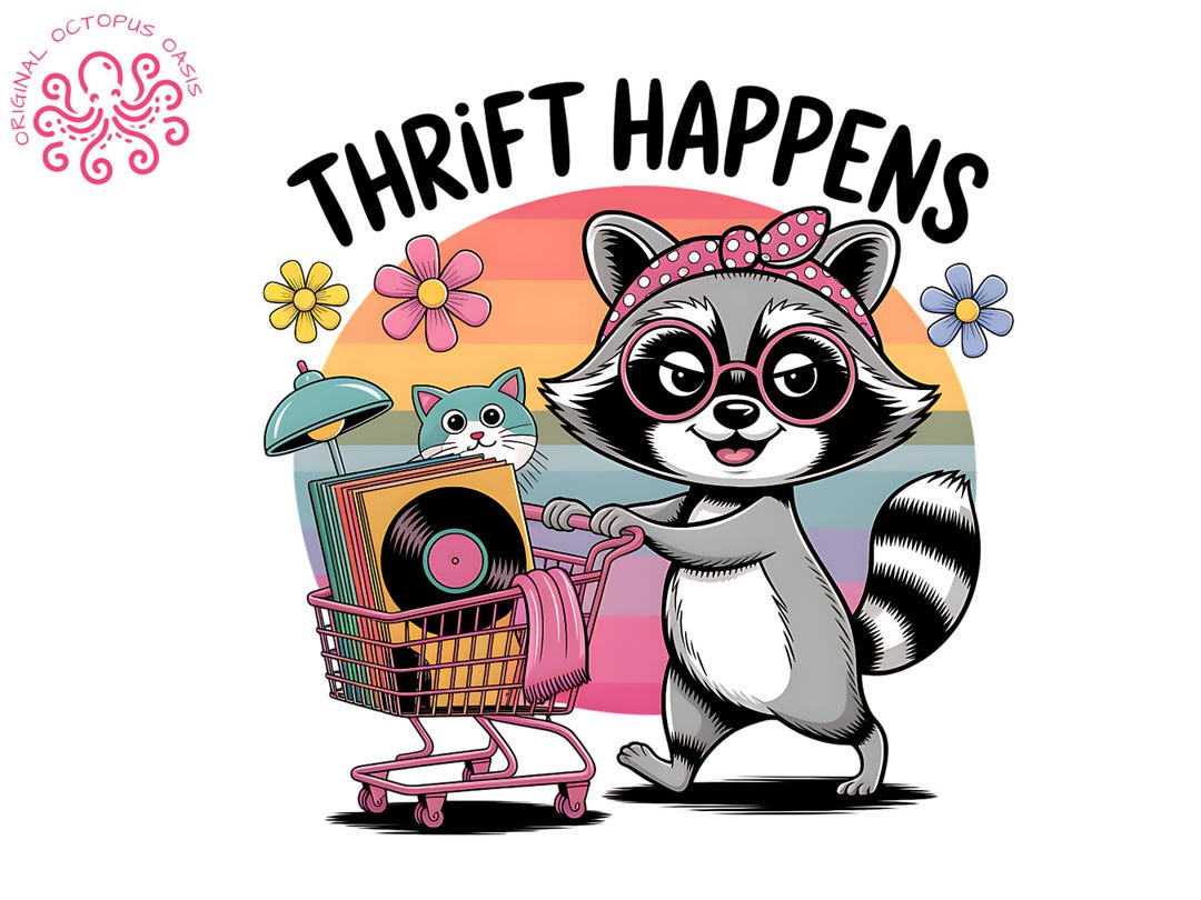 Thrift Happens Raccoon PNG, Dumpster Diva SVG, Digital Grunge Thrift ...