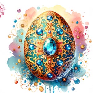 Osterei Sublimation PNG, Blue Topaz Aquarell Edelstein Design, perfekt zum basteln, Karten machen, Print on Demand POD, Home Decor