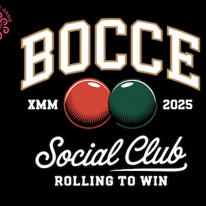 Club Social de Bochas PNG, diseño de camiseta de bochas, camiseta del equipo de bochas SVG, gráfico deportivo retro de jugador de bochas, clipart de camiseta de bochas DIY, arte de juego de césped