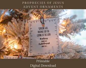 Profezie bibliche in bianco e nero / Decorazioni natalizie stampabili su Gesù (download digitale)