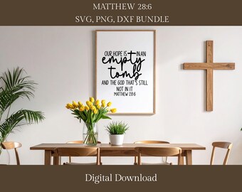 Matteo 28:6 SVG PNG DXF Pacchetto Cristiano - File Digitali per Cricut e Silhouette