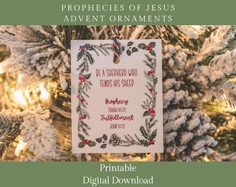 Cornice rettangolare con profezie bibliche / Decorazioni natalizie stampabili su Gesù (download digitale)