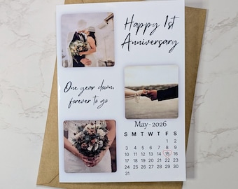 Personalised Wedding Anniversary Card, Custom Photo Keepsake First Date for Husband, Wife, Boyfriend, Girlfriend