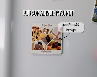 Personalisierte Foto Kühlschrankmagnet, Benutzerdefinierte 6 Bild Collage Magnet Holz Geschenk