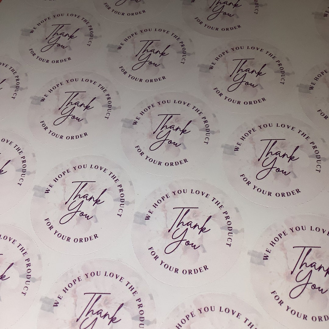 Thank You Stickers 37mm Matte Vinyl Stickers Thank You for Your Order ...