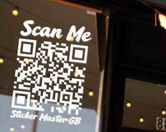Custom QR Code Vinyl Decal, Personalised Business Window Sticker for Shop, Car, Cafe, Storefront