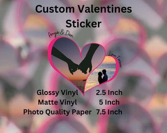 Custom Photo Valentines Sticker: Personalized Heart Vinyl Gift