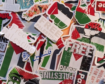 Palestine Stickers 25/50 Palestine Flag, Free Gaza Protest Stickers Sticker Waterproof Vinyl Stickers Free Palestine Sticker Bundle