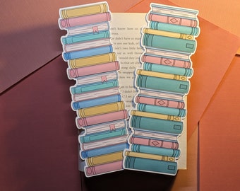 Stack of Books Bookmark, Set of 2, Glossy Book Tracker