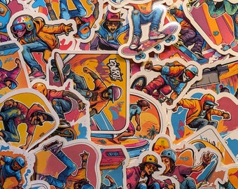 Waterproof Skater Sticker Pack, Extreme Sports Vinyl Decals