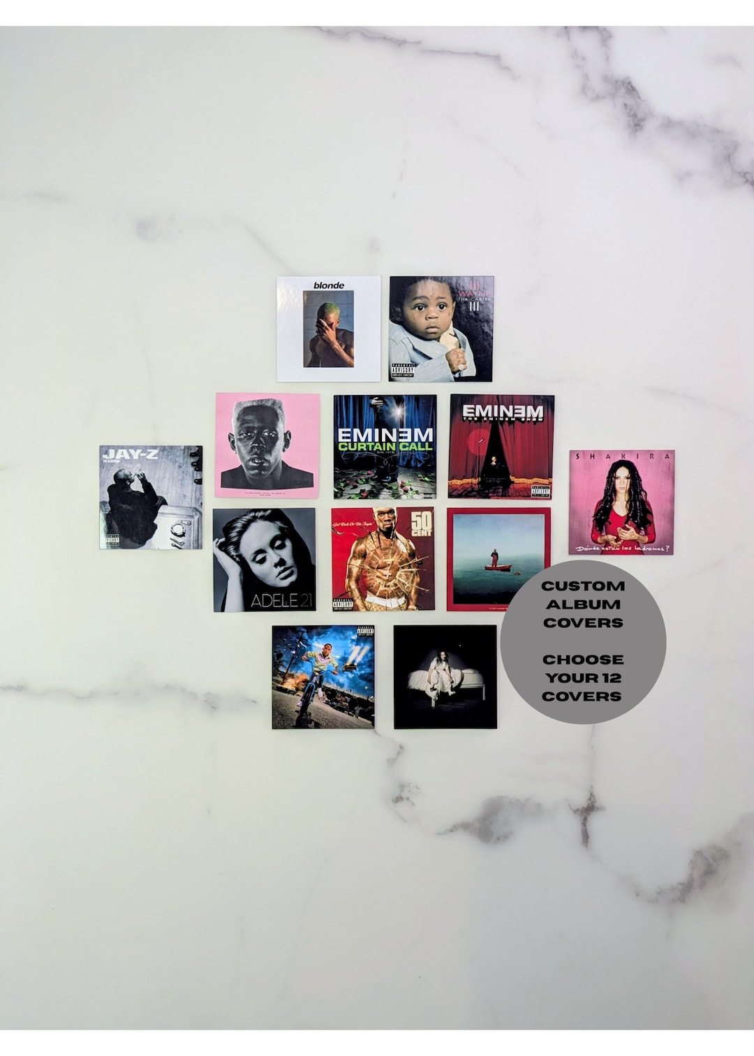 Custom Album Cover Stickers Decal Set 12 Personalised Artists Covers ...