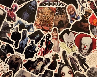 25/50 Horror Movie Sticker Pack, Terror Stickers, Waterproof Vinyl Decals For Skateboard, Luggage, Laptop, Phone Case, Car, Bike, Window