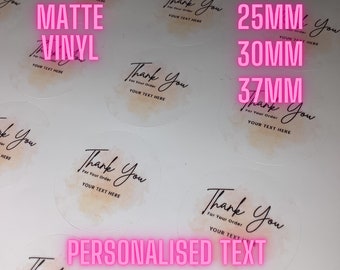 Thank You Stickers, Matte Vinyl Round Labels (37mm)