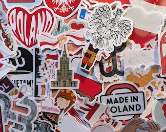 25/50 Poland Stickers Polish Warsaw Polska Travel Suitcase Vinyl Stickers Notebook, Journal, Laptop
