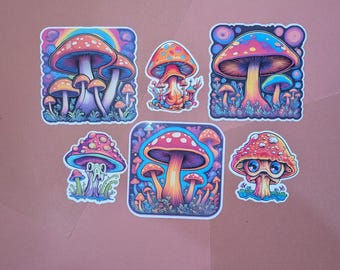 Magic Mushroom Stickers Pack Trippy Waterproof Vinyl Psychedelic Cosmic Decals for Laptop, Planner, Journal