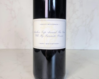 Personalisiertes Weinflaschenetikett, individueller Weinaufkleber, kleines Etikett zum Jahrestag oder Geburtstag, Weinflaschenaufkleber zur Hochzeit, romantisches Geschenk