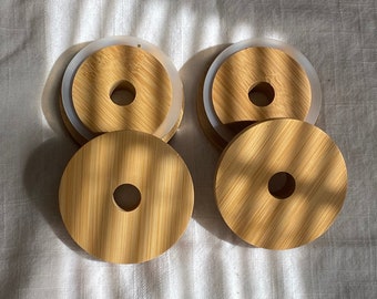 Bamboo Lid | Libbey Glass Lid | Iced Coffee Lid | Can Glass Lids | Bamboo Lids | Beer Can Glass Lids | 16 oz Lids | Minimalist Lid
