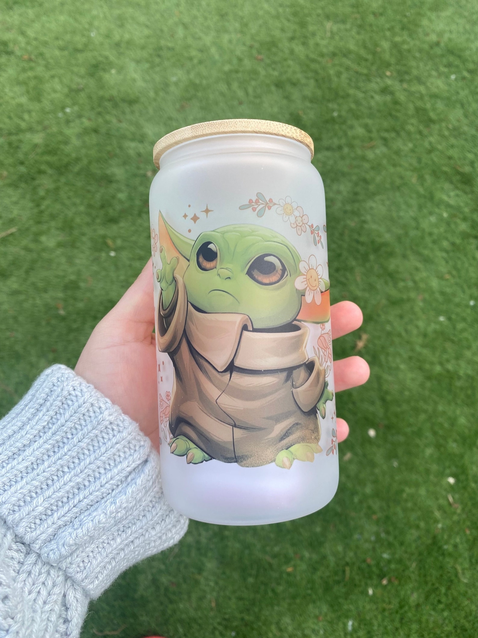 Baby Yoda Baby Yoda Cup Grogu Yoda Cup With Lid and Straw Star Wars Inspired Glass the