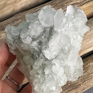 Glacial Seafoam Natural Etched Cubic Fluorite Cluster with UV Reactive Calcite from XiangHuaLing Mine