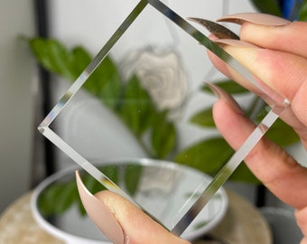 Gorgeous Beveled Edge Glass Display Base For Mineral Specimen