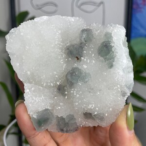 Green Octahedral Fluorite on Quartz Matrix