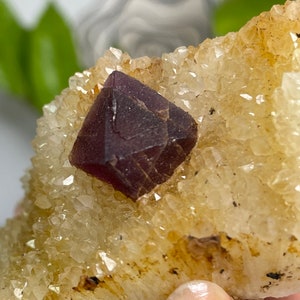 Interesting Single Purple Octahedral Fluorite on Quartz Matrix from ZheJiang