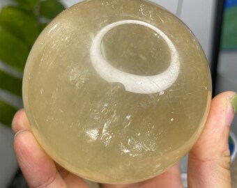 80mm Discounted Honey/Yellow Calcite Sphere with Beautiful Rainbows