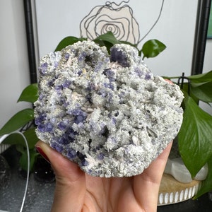 Polyhedral Purple Fluorite on Sparkly Quartz Matrix from Xianghualing