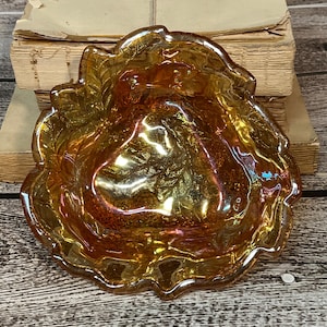 Vintage Indiana Glass Iridescent Carnival Glass Loganberry Pattern Bowl