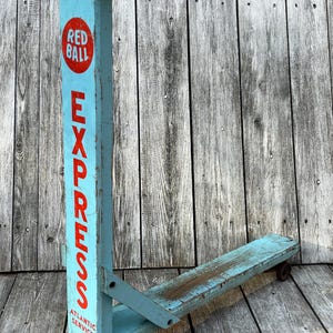 Vintage Red Ball Express Wooden Scooter