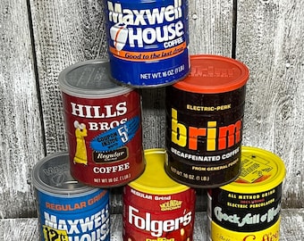 Vintage Tin Coffee Cans, Choice