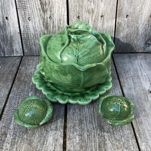 Vintage Holland Mold Green Cabbage Serving Set