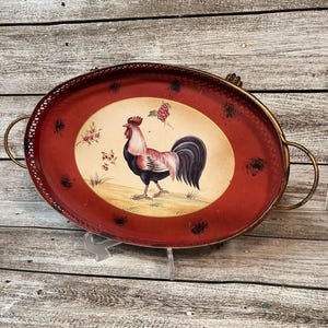 Tole Rooster Tray