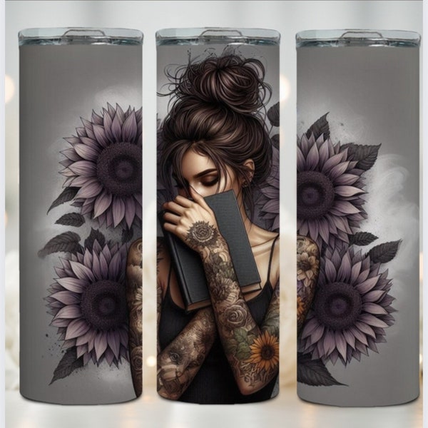 Book lover,sunflowers tumbler wrap, tattoo tumbler designs, smut book tumbler design, 20 oz tumbler digital download only, png file