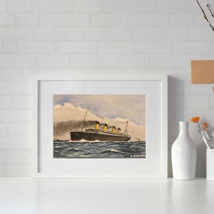 Arte digital RMS Titanic. Póster imprimible de temática náutica del barco Titanic.