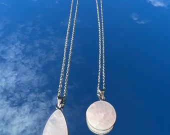 rose quartz pendants with chains