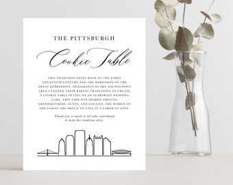Pittsburgh, PA Cookie Table Sign, Wedding, 8x10" Digital Download