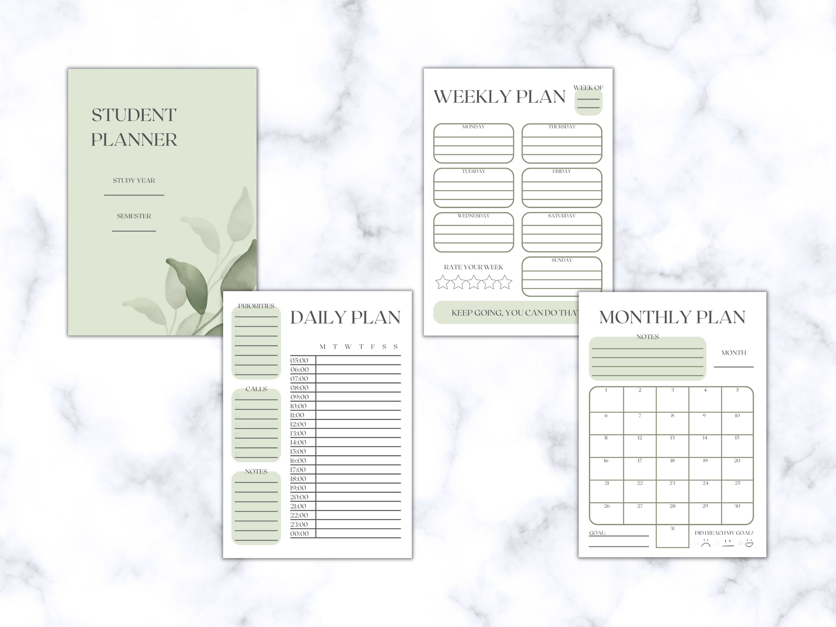 Comprehensive Digital Academic Planner Bundle: Printable Study ...