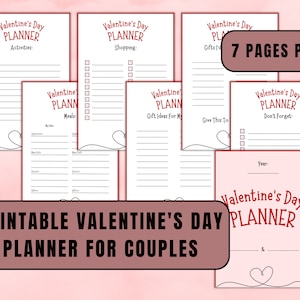 Planificador del Día de San Valentín imprimible, Regalo del Día de San Valentín para él, Regalo del Día de San Valentín para ella, Tarjetas de cita nocturna, Planificador de fechas