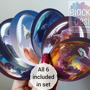 Adesivi "Baby Dragons in Crystal Eggs" / Decorazioni lucide mitologiche per album, diari e agende / Set da 6 / di BlackLineDesignsArt
