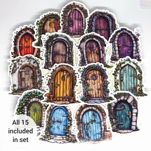Tür Aufkleber Fee | Aquarell Fantasy glänzende Verzierungen für Scrapbooks, Junk Journals, Planer | 15er Set | von BlackLineDesignsArt